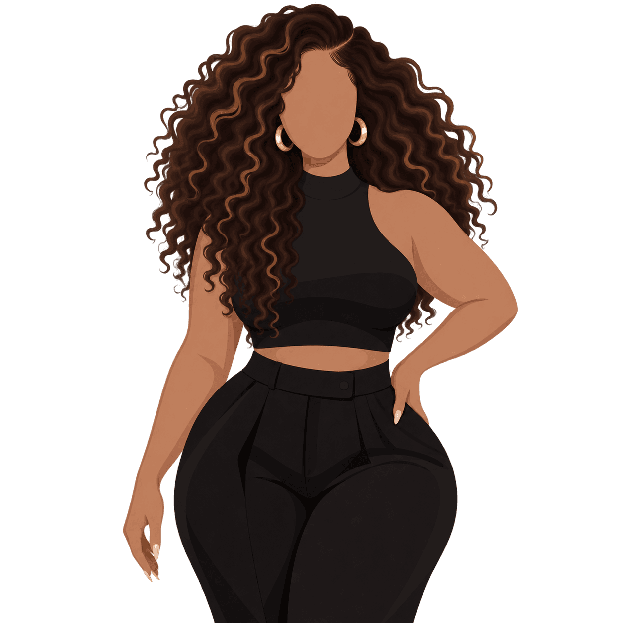 Faceless illustration representing a future Crown & Copper stylist