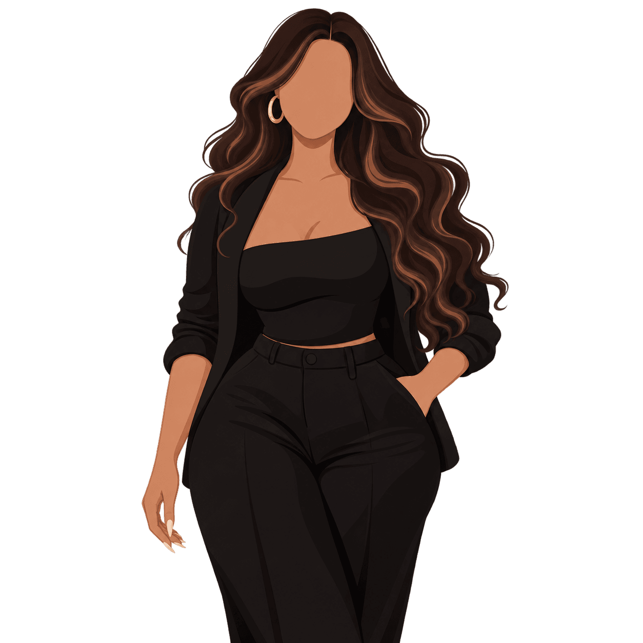 Faceless illustration representing a future Crown & Copper stylist